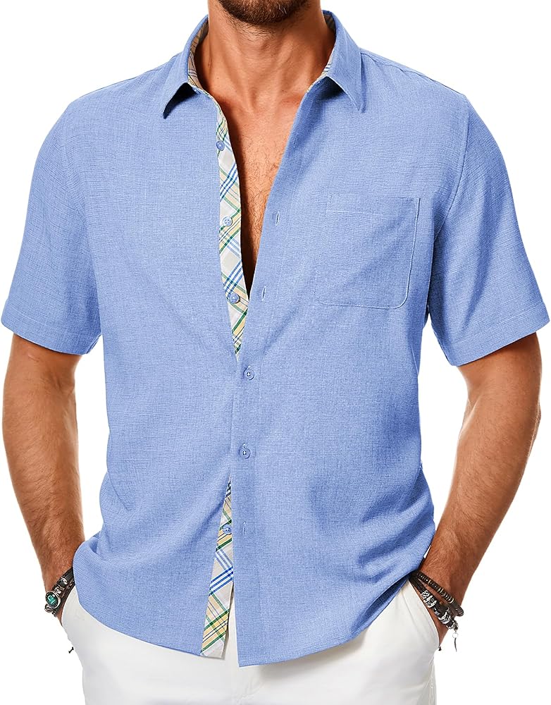 JMIERR Men‘s Shirts Short Sleeve Summer Button Down Casual Beach Hawaiian Shirt with Pocket