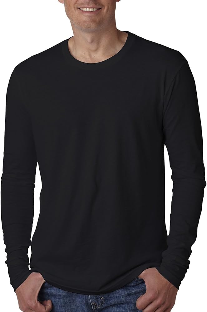 Next Level Premium Fitted Long-Sleeve Crew, Black, Medium