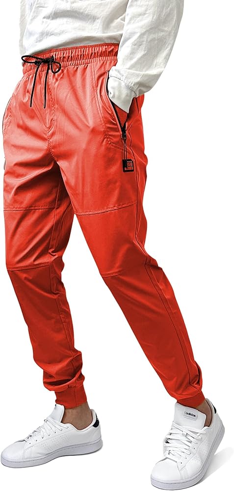 Southpole Men's Quick-Dry Water Resistant Nylon Track Jogger Pants W/Zipped Pockets