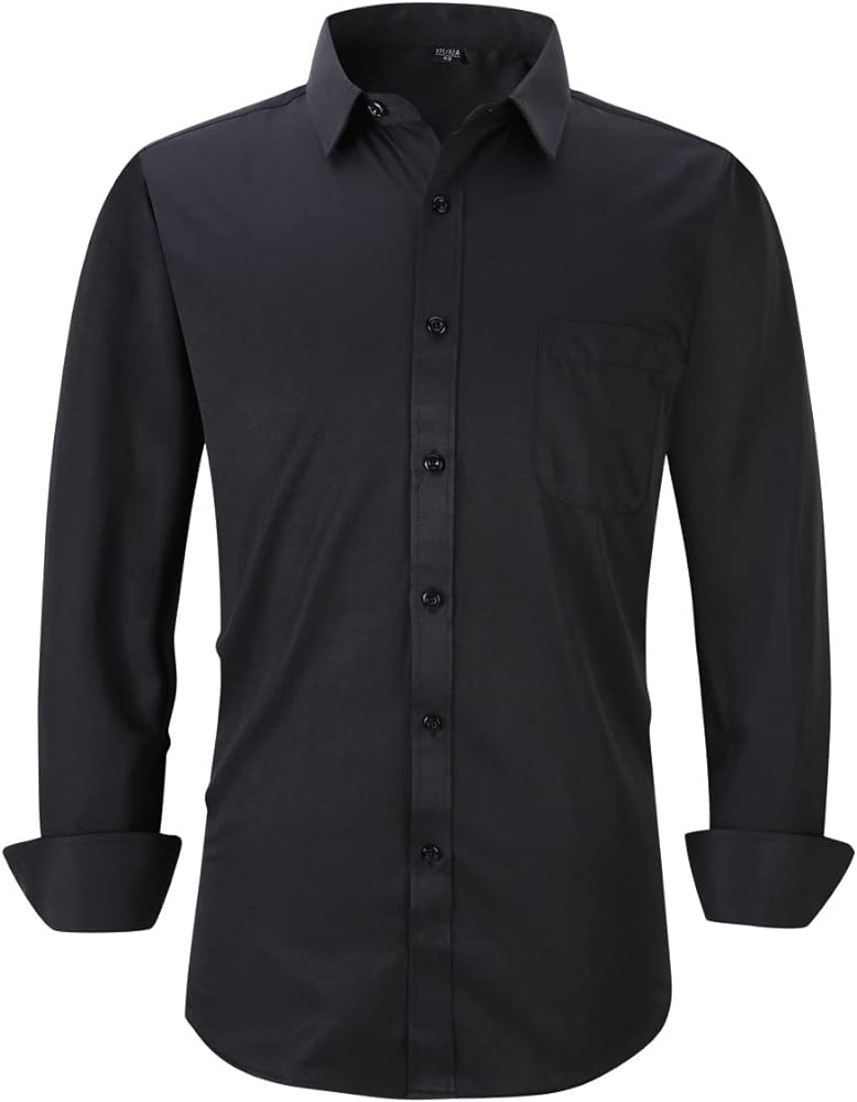 Long Sleeve Dress Shirts for Men - Regular-Fit Casual Button-Down Shirt with Pockets