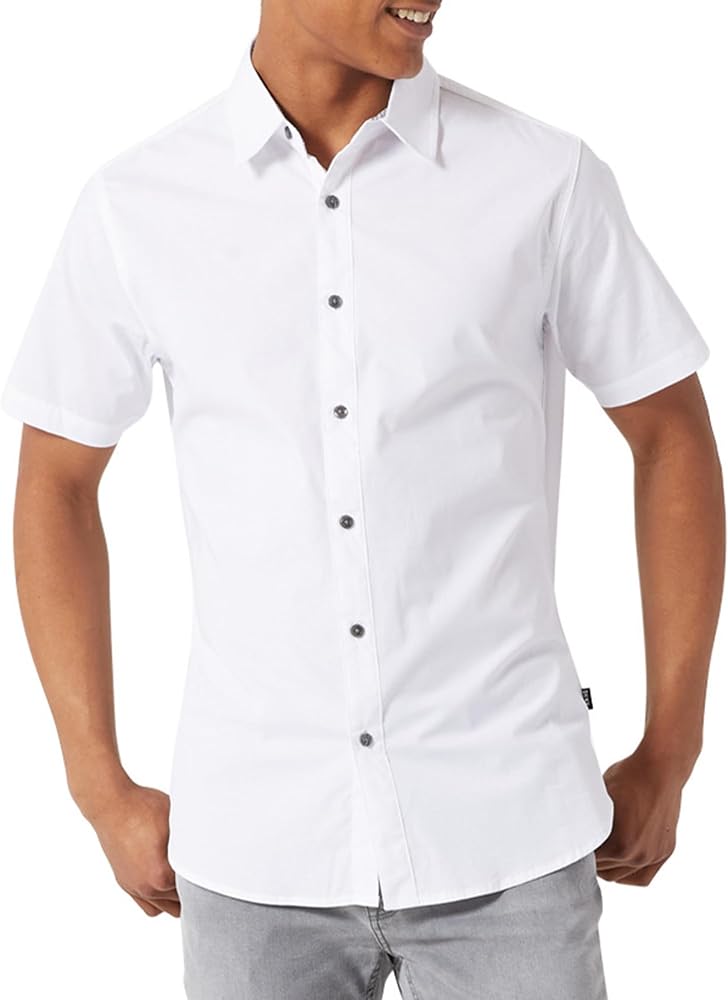 DKNY Men Shirts Casual Button Down Shirt - Men Short Sleeve Button Down Shirts | Casual Button Up Shirts for Men