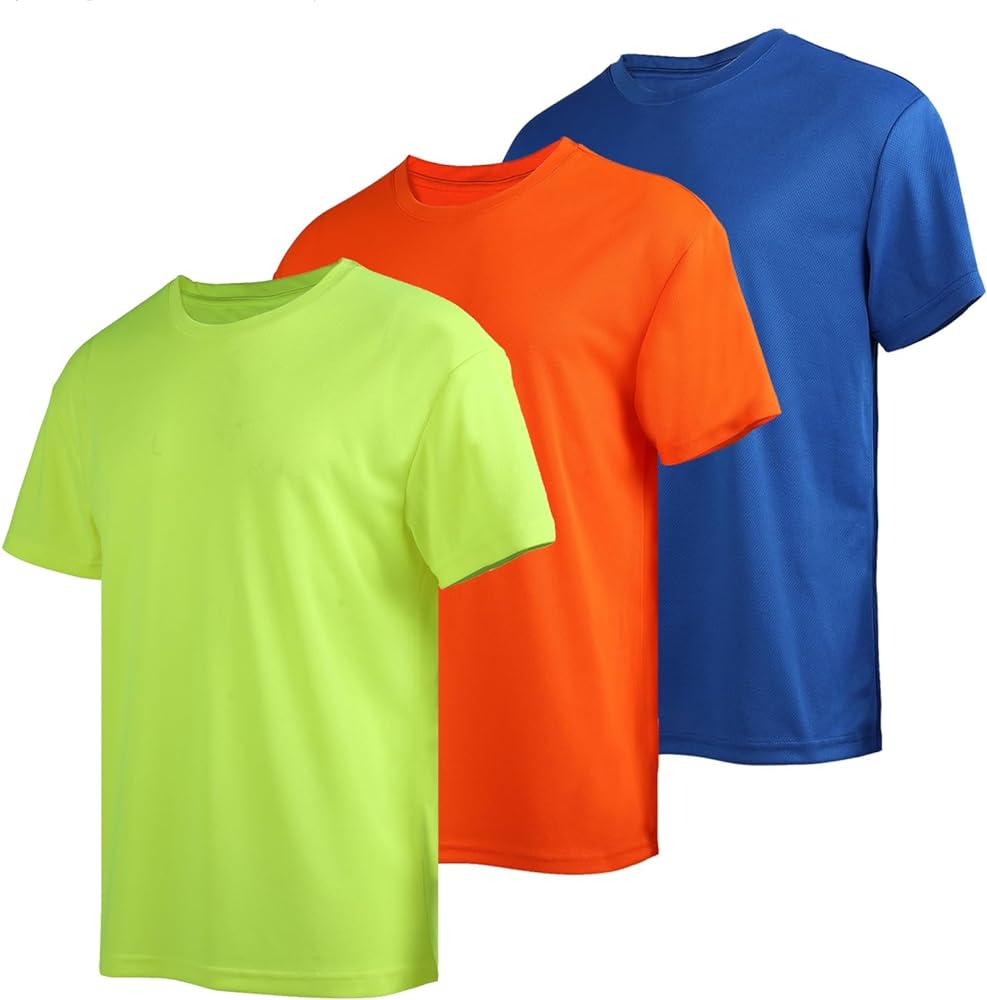 5 Pack Mens Workout T Shirts Running Athletic Quick Dry Short Sleeve Crew Neck Polyester Summer Performance Tee