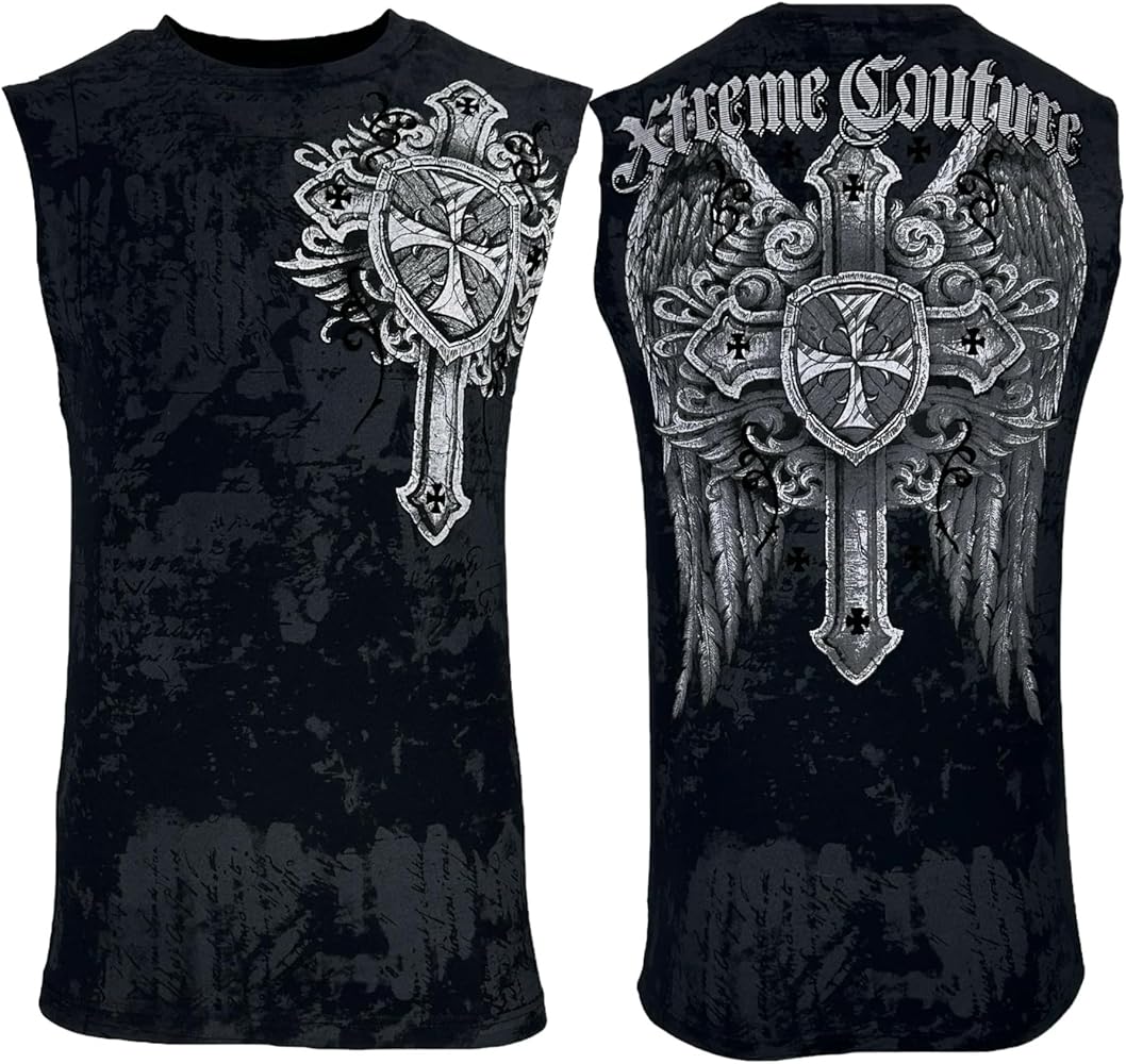 Xtreme Couture by Affliction Men's Muscle T-Shirt Tank Top Ragged Faith