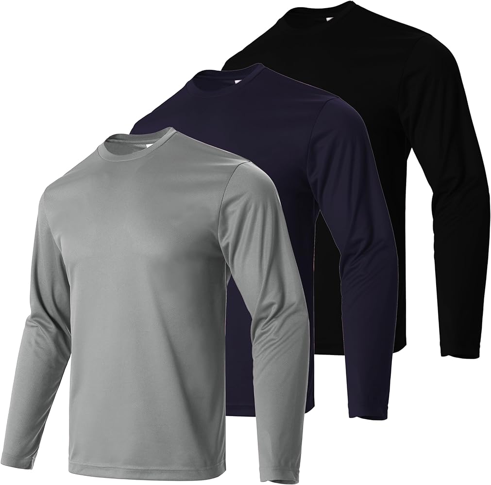 Gary Com Men Long Sleeve T-Shirts Pack Quick Dry Athletic Running Activewear Workout Tee Shirts for Men Crew Neck Tops