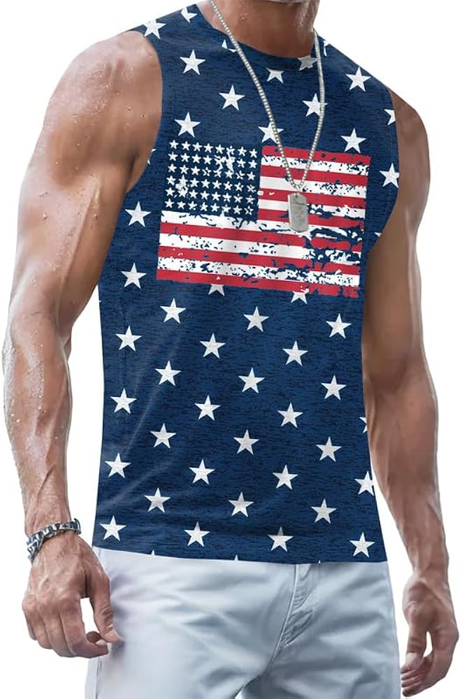 Men's Muscle Tank Tops 1776 Sleeveless T Shirts We The People Graphic Gym Workout USA Shirt (S-3XL)