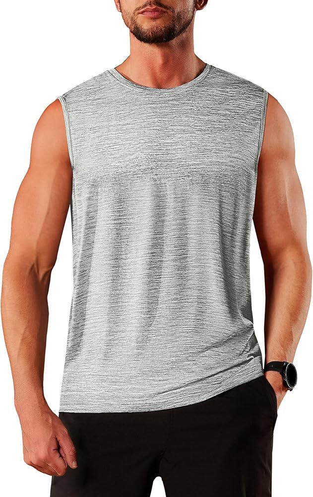 TACVASEN Tank Tops Men Cotton Workout Gym Sleeveless T Shirt Moisture Wicking Breathable Bodybuilding Muscle Tank Top for Men