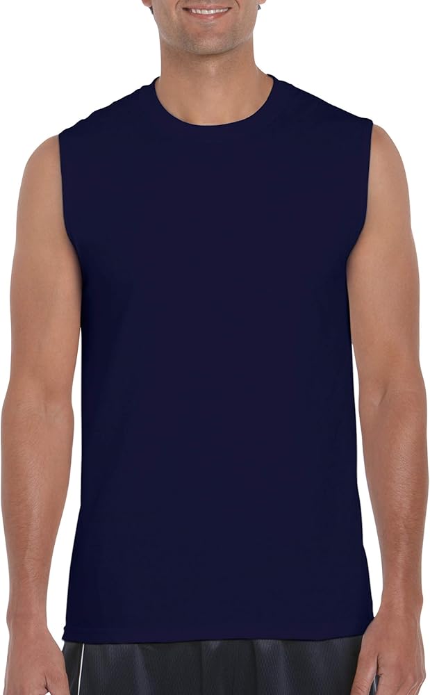 Gildan Adult 6.1 oz 100% Cotton Tank Top in Navy - XX-Large