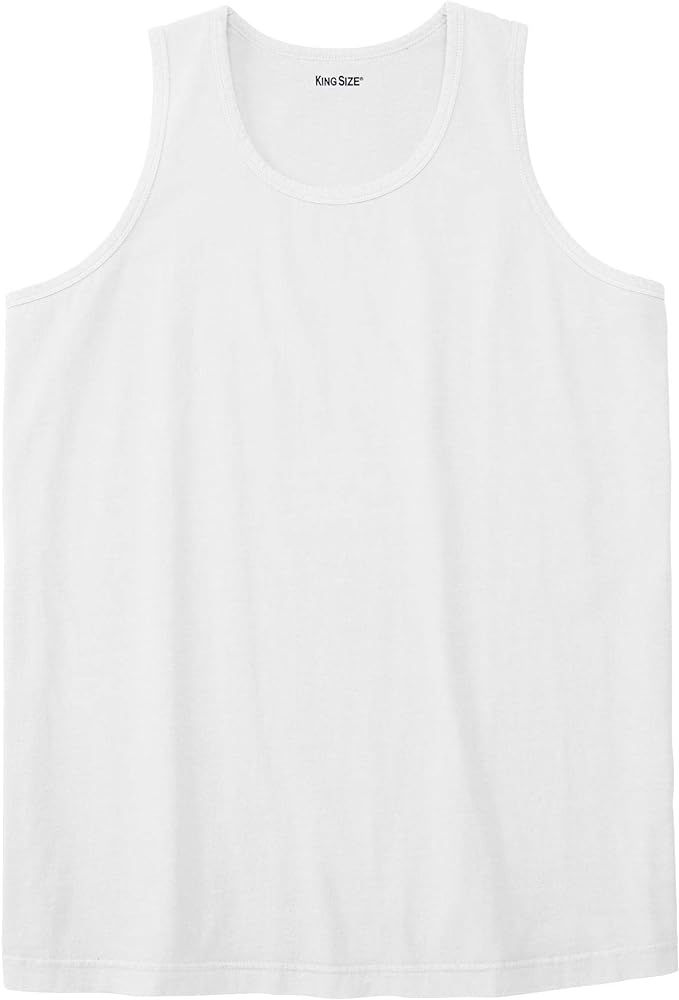 KingSize Men's Big & Tall Shrink-Less Lightweight Tank - 6XL, White