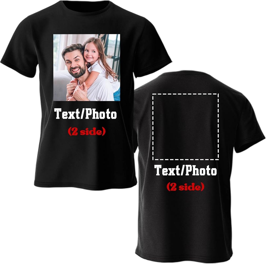 Custom T Shirts for Men Women Design Your Own Front Back Print Photo Personalized T-Shirt