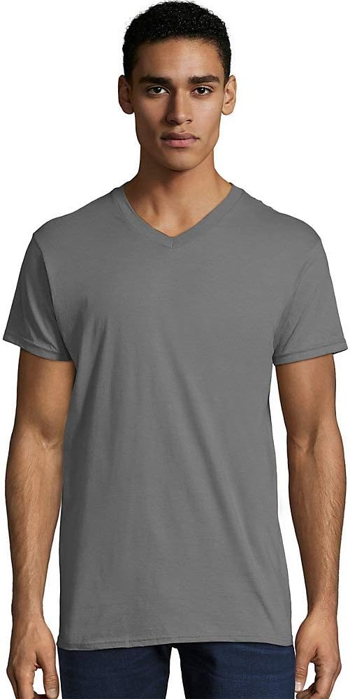 Hanes Mens Ringspun Cotton Nano-T V-Neck T-Shirt (498V)