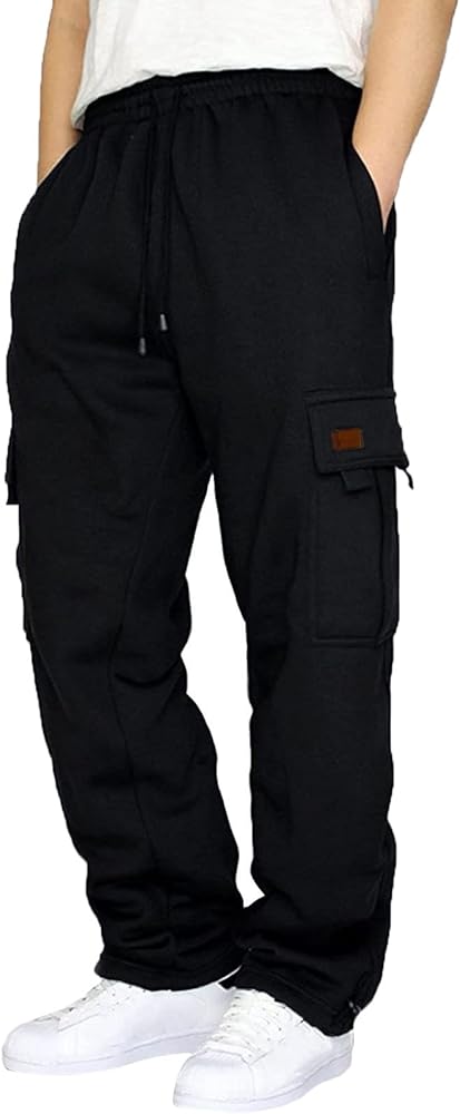 Cargo Sweatpants for Teen Boys 16-18 Mens Heavyweight Cargo Fleece Sweatpants Relaxed Fit Joggers with Pockets Sweat Pants