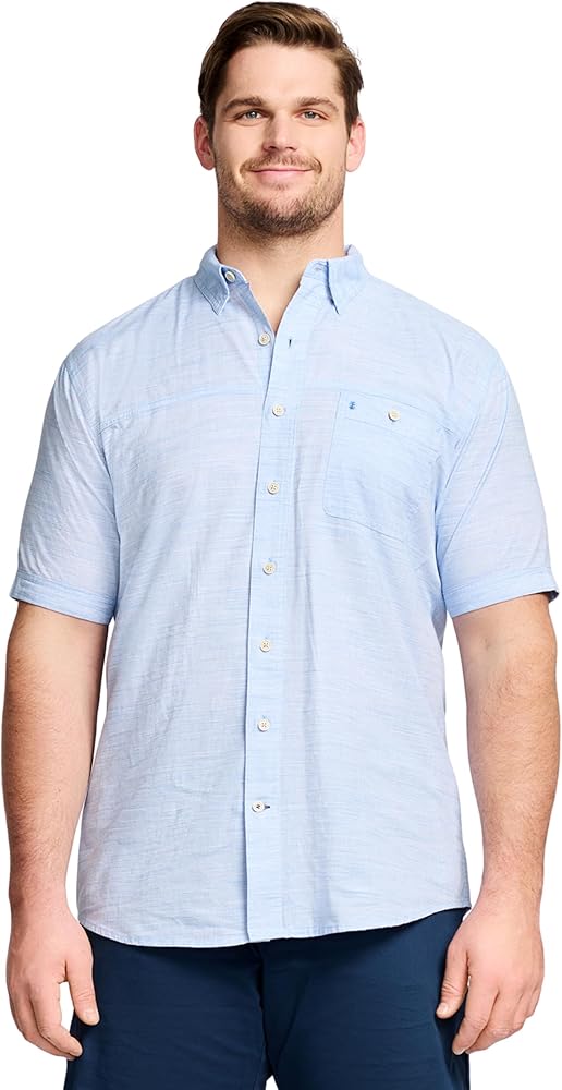 IZOD Men's Big and Tall Saltwater Dockside Short Sleeve Button Down Shirt