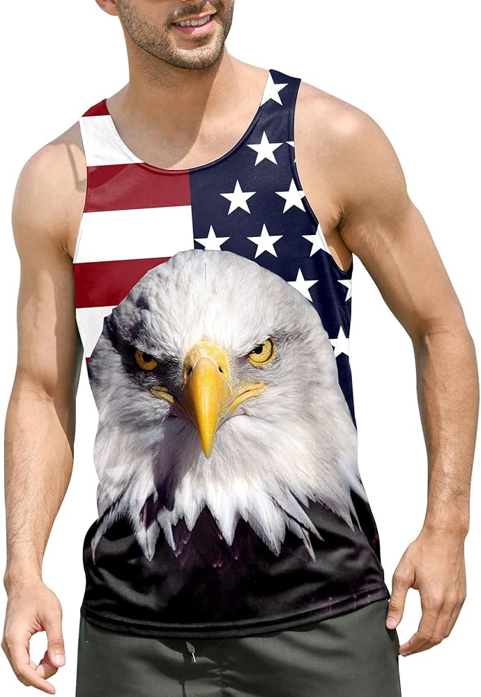 Goodstoworld Mens 3D Tank Top Novelty Graphic Breathable Quick Dry Sleeveless Beach Shirt S-4XL