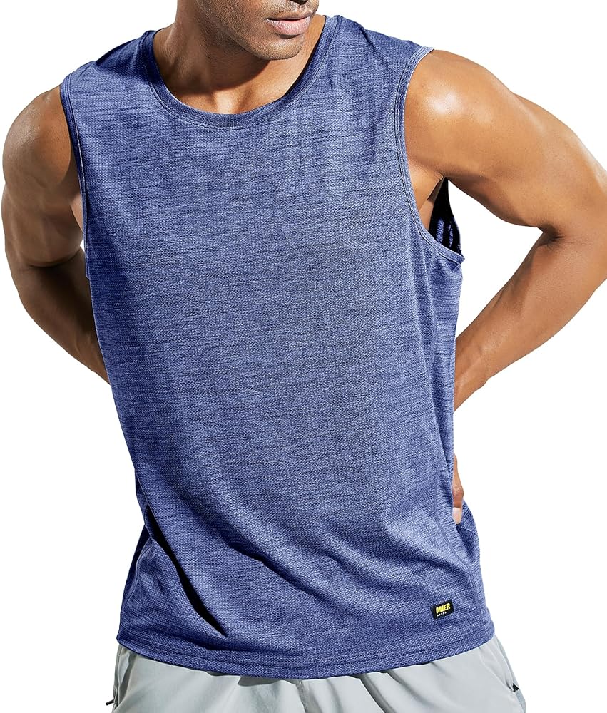 MIER Men’s Sleeveless Tank Top Dry Fit Workout Muscle Tee Shirt for Running Athletic Gym Sports Training, Moisture Wicking