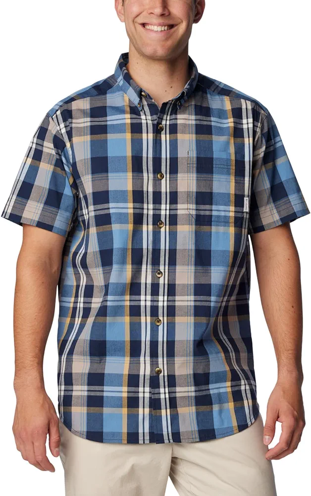 Columbia Men's Rapid Rivers II Short Sleeve Shirt, Collegiate Navy Multi Plaid, X-Large