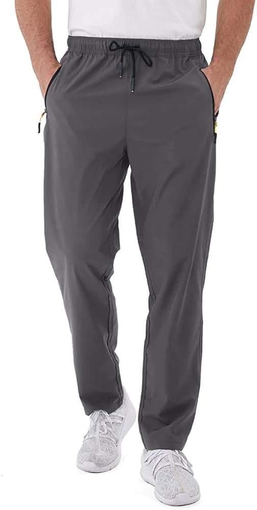 Rapoo Men's Lightweight Pants with Zipper Pockets Quick Dry Workout Athletic Travel Pants