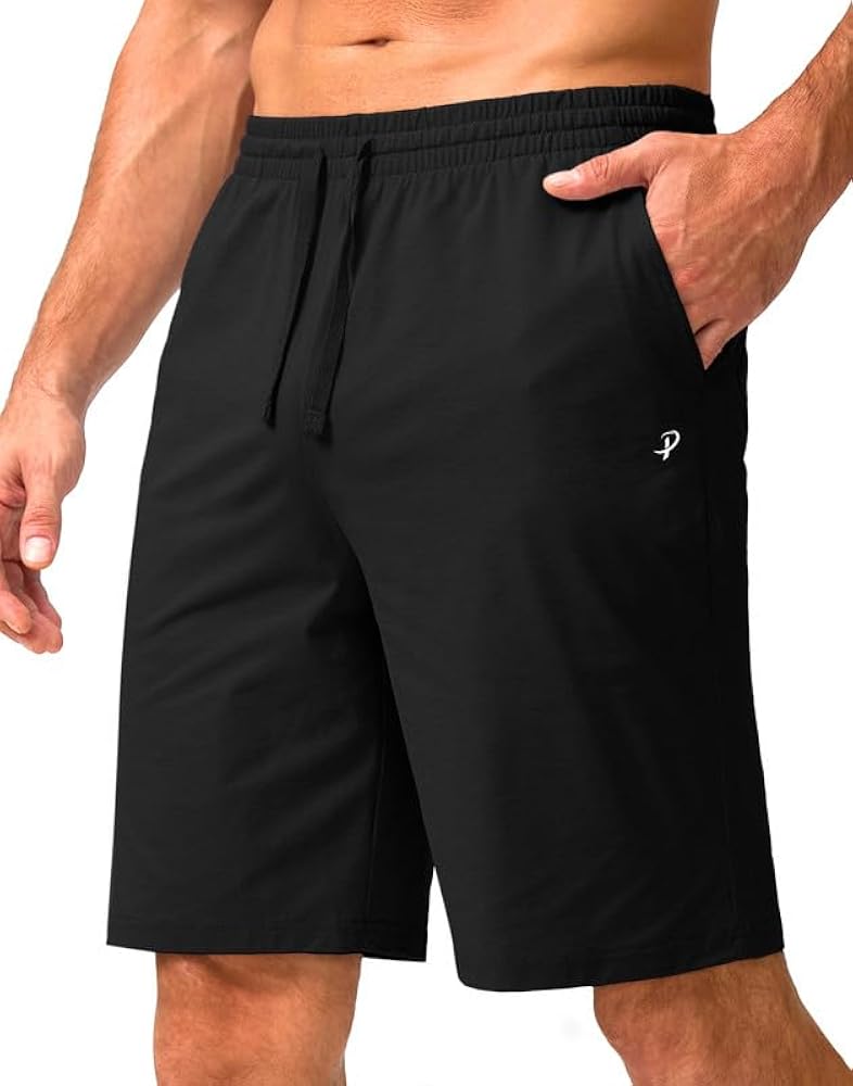 Pudolla Men's Lounge Shorts with Pockets 9" Lightweight Sweat Jersey Shorts for Men Workout Gym Athletic