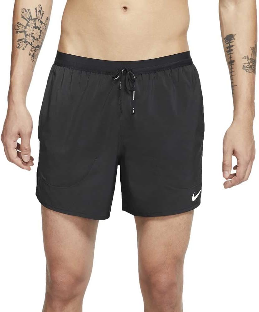 Nike Men's Flex Stride 5" Brief Running Shorts (Black/Reflective Silver, Large)