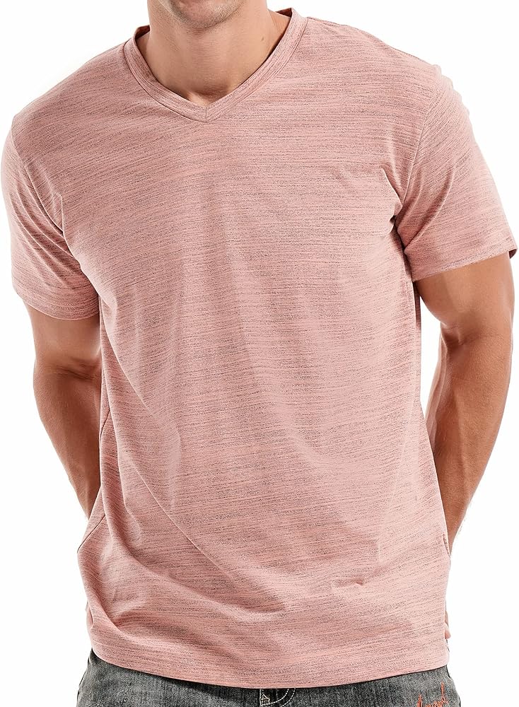 KLIEGOU Men's V Neck T Shirts - Casual Stylish Fitted Stretch Tees for Men