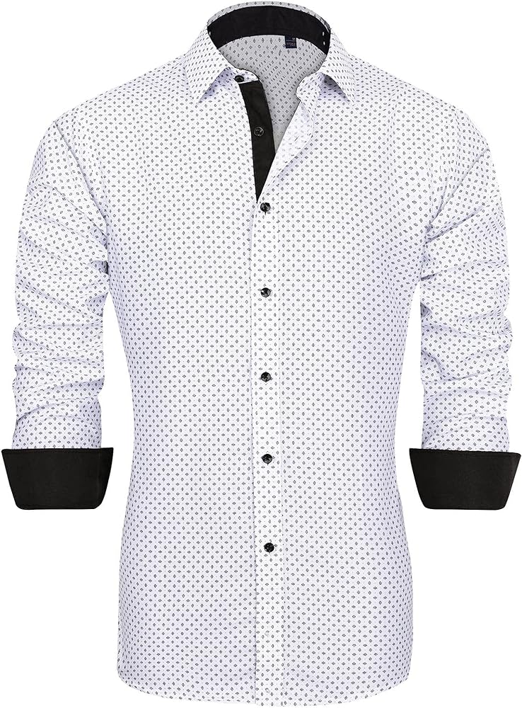 J.VER Men's Casual Long Sleeve Pattern Dress Shirt Printed Button Down Shirts