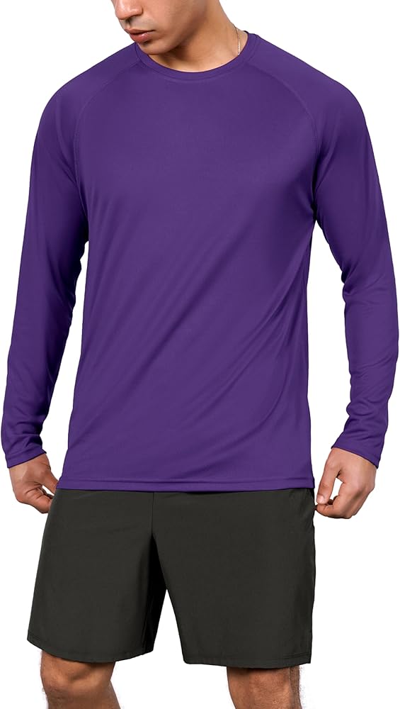 ODODOS Men's Quick Dry Long Sleeve Shirts UPF 50+ Sun Protection SPF Athletic Tops Workout Fishing T-Shirts