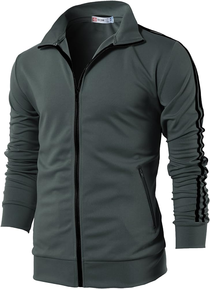 H2H Mens Active Slim Fit Track Lightweight Jacket Zip-up Long Sleeve