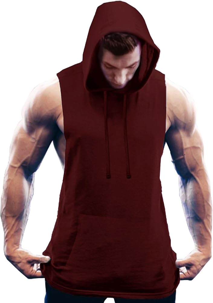 COOFANDY Men's Workout Hooded Tank Tops Bodybuilding Muscle Cut Off T Shirt Sleeveless Gym Hoodies