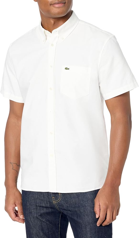 Lacoste Mens Regular Fit Short Sleeve Oxford Shirt