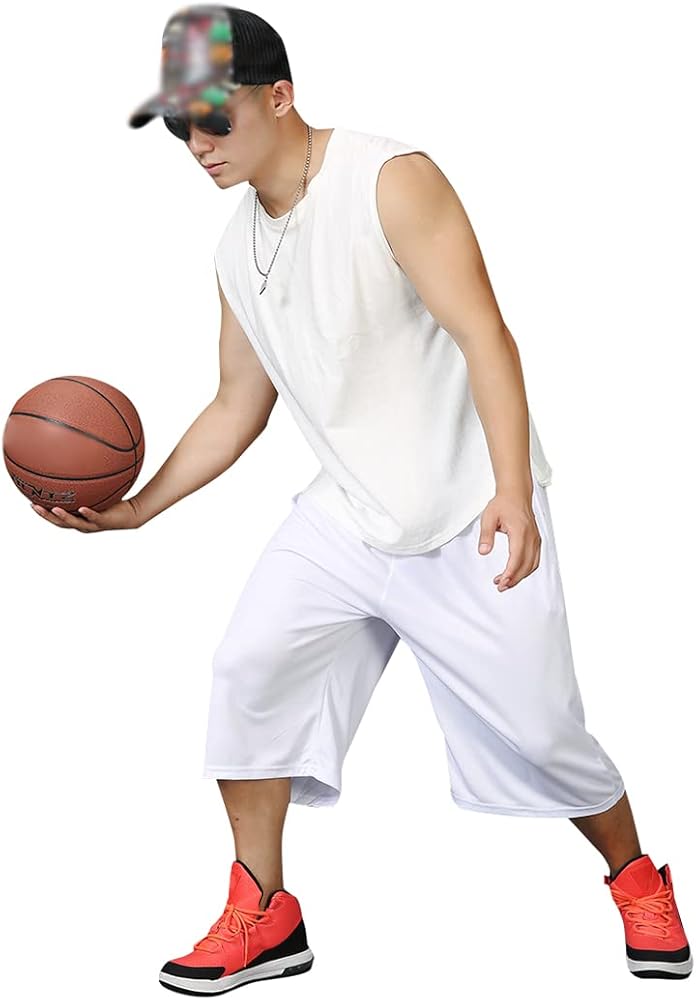 Long Basketball Shorts Men Big and Tall 3X Summer Activewear Casual Mens Workout Black Summer Wear