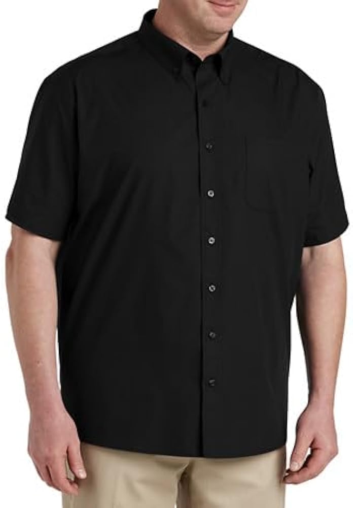 DXL Big + Tall Essentials Men's Big and Tall Poplin Short-Sleeve Sport Shirt