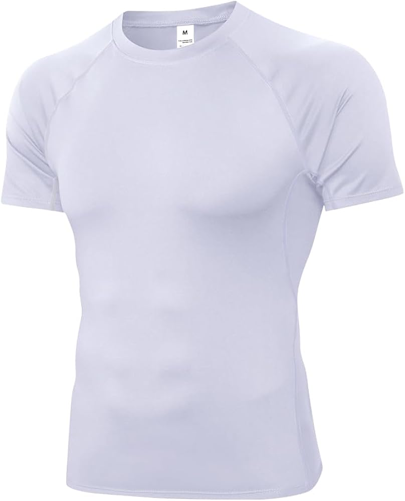 Men's Compression Shirts Short Sleeve Athletic Workout T-Shirts Cool Dry Top Active Undershirt Performance Baselayer