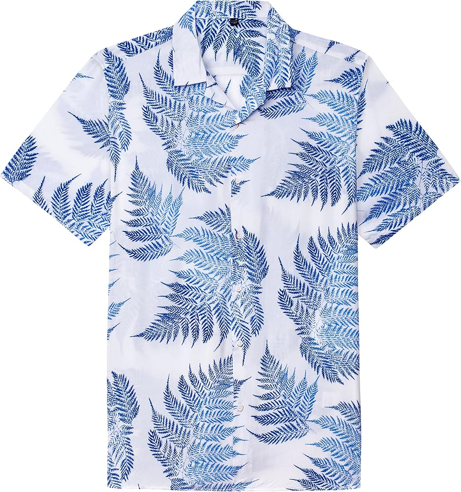 Alimens & Gentle Cotton Regular Fit Short Sleeve Casual Hawaiian Shirt for Men