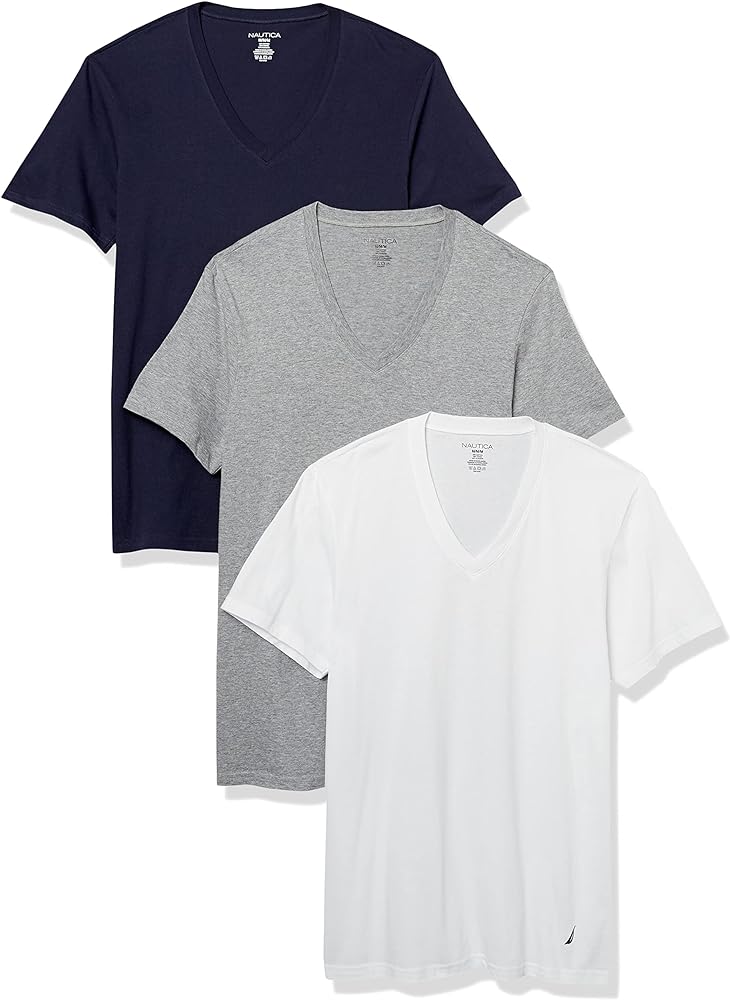 Nautica Men's Cotton V-Neck 3-Pack T-Shirt