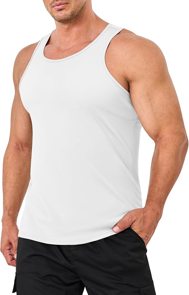 MAGNIVIT Cotton Workout Sleeveless Shirts for Men Quick Dry Muscle Shirt Lightweight Summer Running Tank Tops