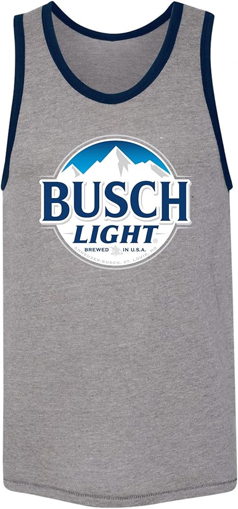 Busch Light Logo with Blue Trim Grey Tank Top