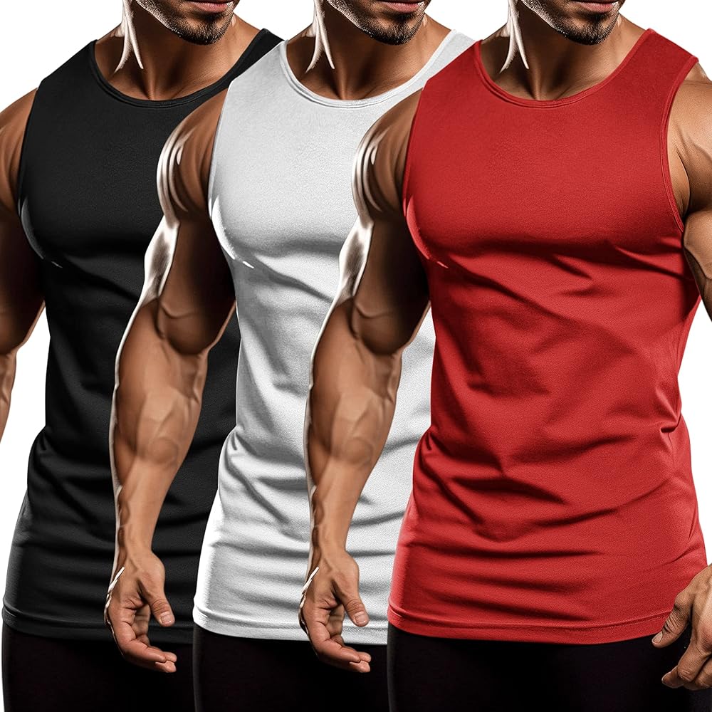 COOFANDY Men's 3 Pack Workout Tank Tops Sleeveless Gym Shirts Bodybuilding Fitness Muscle Tee Shirts