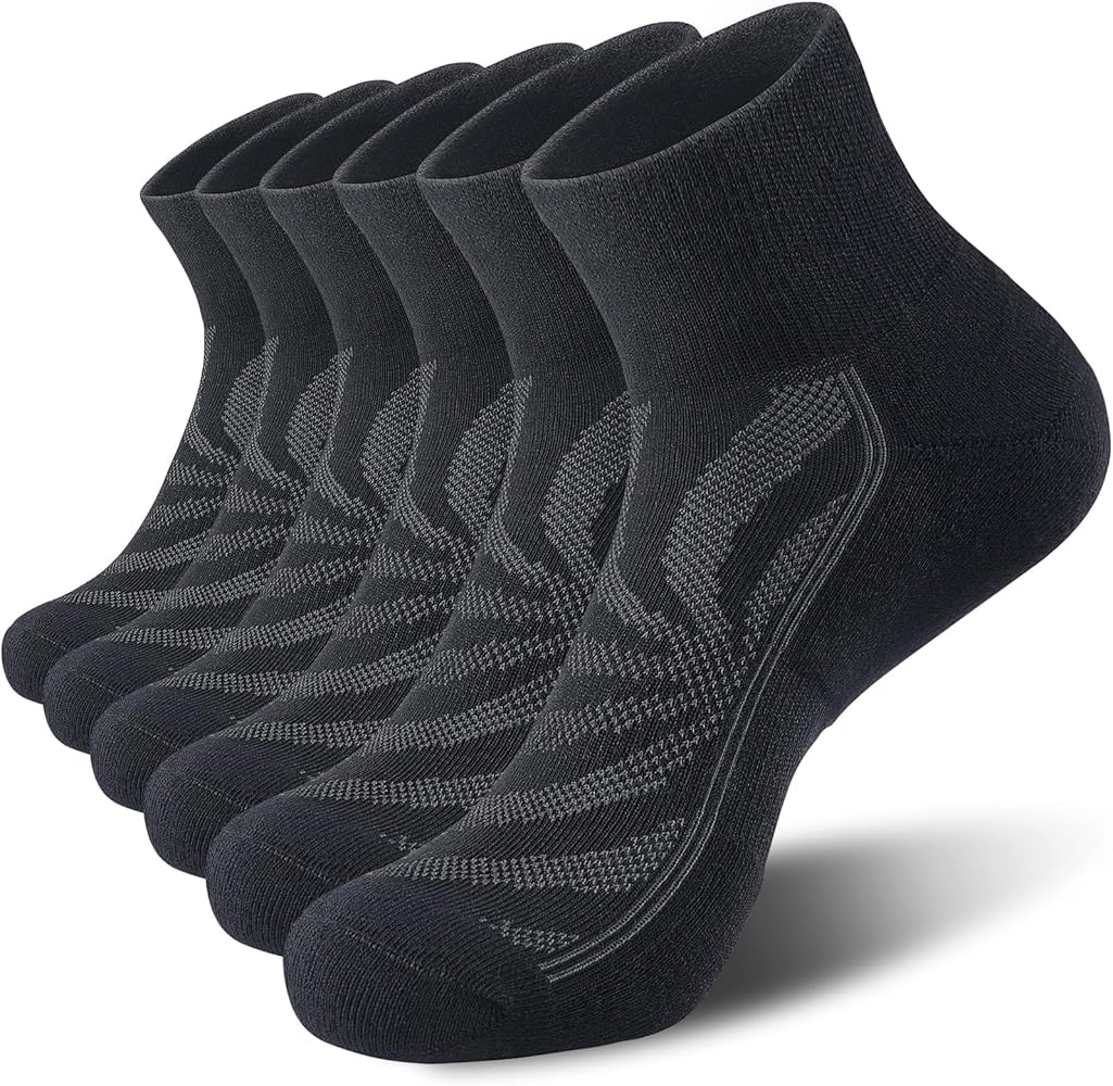 Lapulas 6 Pack Ankle Socks with Cushion, Athletic Running Sports Socks Anti-Blister Cotton Socks for Men and Women