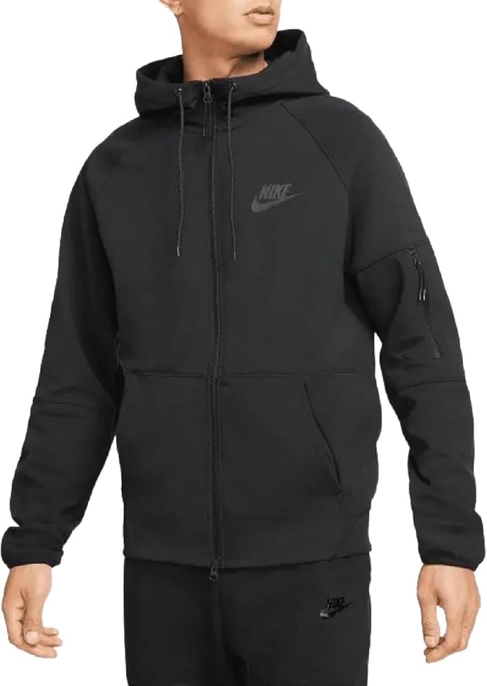 Nike Men's Sportswear Tech Essentials Full Zip Fleece Hoodie DD5284 (US, Alpha, Medium, Regular, Regular, Standard, Black)