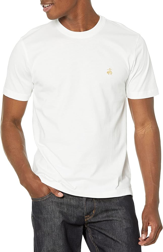 Brooks Brothers Men's Short Sleeve Cotton Crewneck Logo T-Shirt, White, X-Large