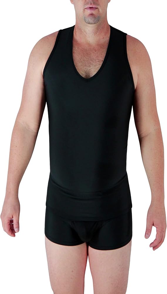 Underworks Mens Extreme Gynecomastia Chest Binder V-Tank Top