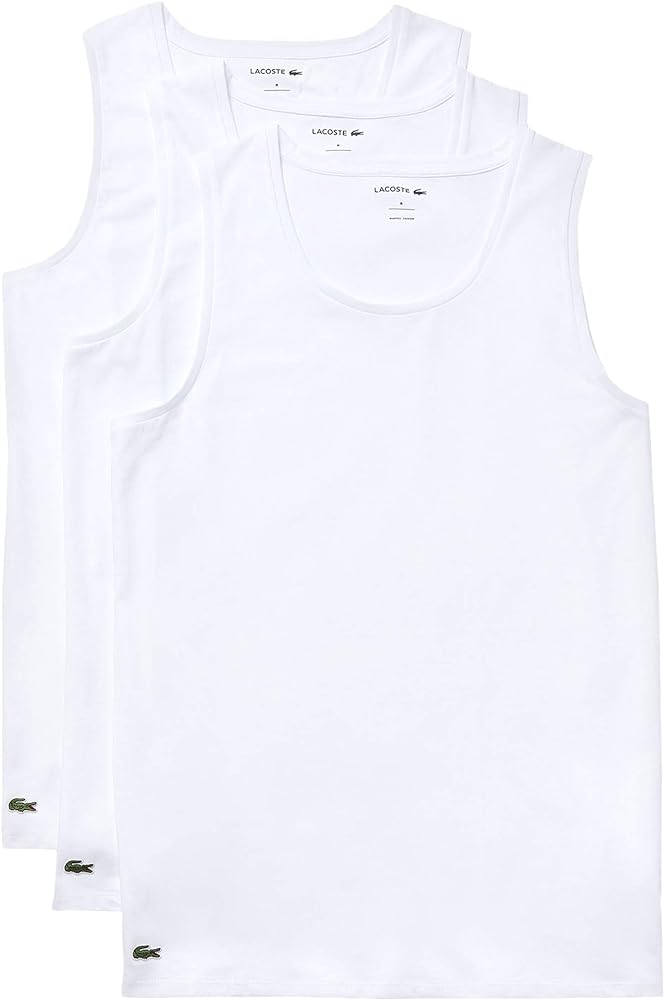 Lacoste Men's Essentials 3 Pack 100% Cotton Slim Fit Tanks