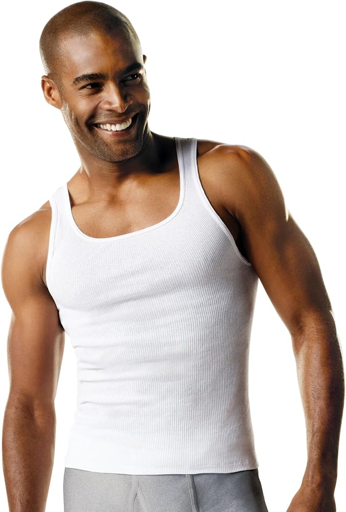 Hanes Men’s Ribbed Tank, Cotton Undershirt Tank, 6-Pack