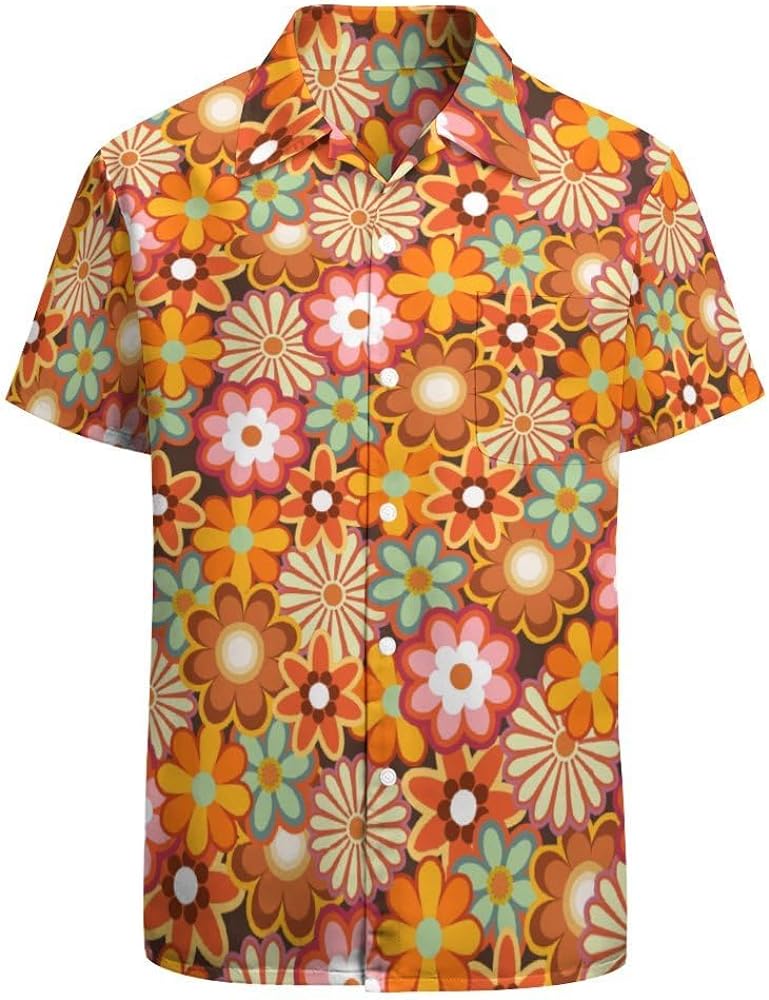 Hawaiian Shirt for Men Casual Print Short Sleeve Button Down Shirt Summer Beach Shirts