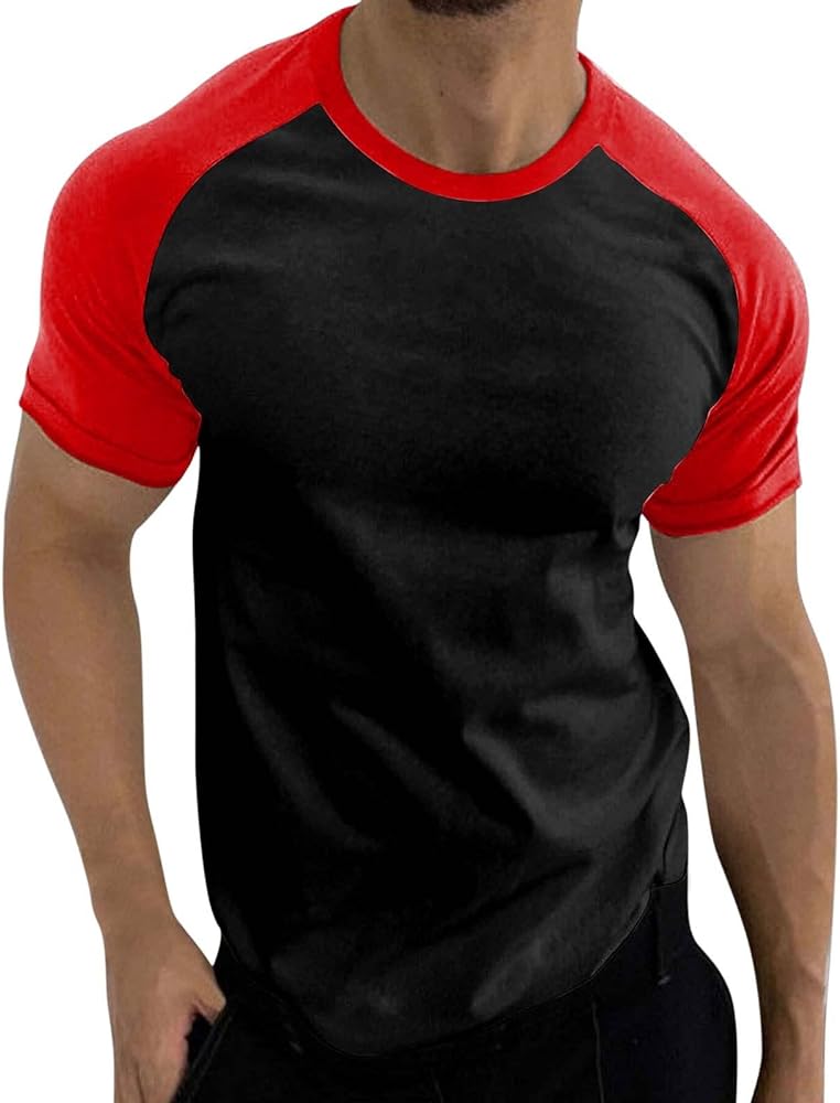 Men's Summer Basic Raglan Sleeve Crewneck T-Shirt Fashion Fitnees Leisure Sports Shirt Breathable Quick Dry Tees Tops