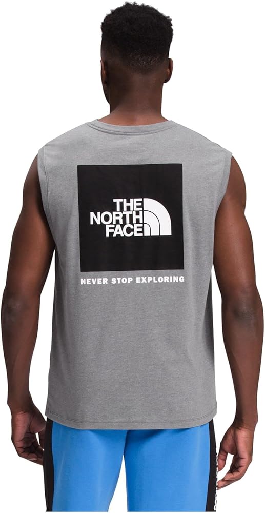 THE NORTH FACE Men's Box NSE Tank, TNF Medium Grey Heather/TNF Black, Large