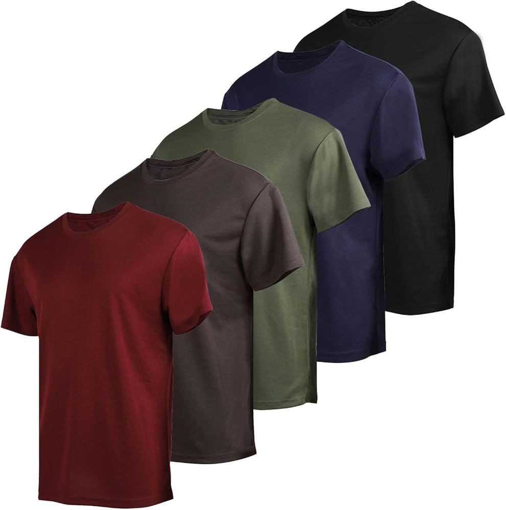 Men's Athletic Running Crew T-Shirts,Wrinkle Free Tees for Man,Casual Fashion Short Sleeve Shirts,Assorted 5-Pack