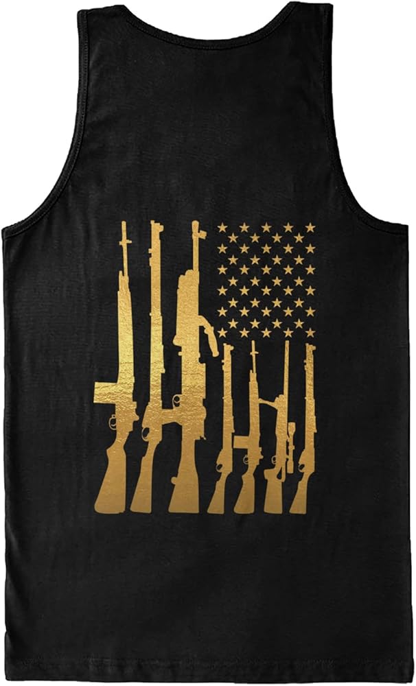 Machine Gun American Flag - 2nd Amendment Men's Tank Top