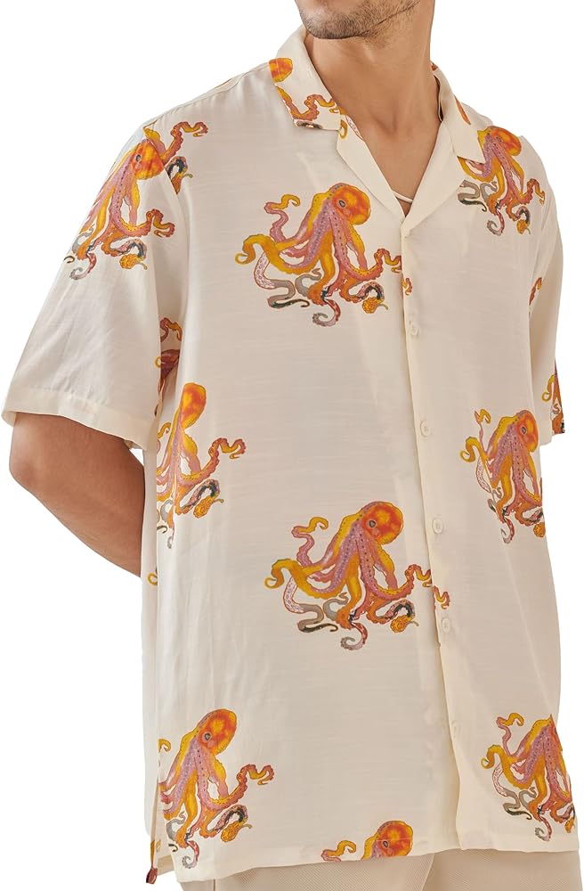 QB MEN Men's Hawaiian Shirts - Versatile Printed Shirts in Breathable Fabrics with Relaxed Fit - Hawaiian Shirt for Men