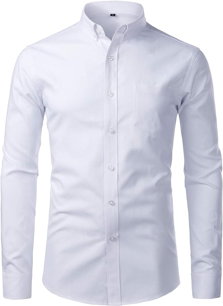 ZEROYAA Men's Hipster Casual Slim Fit Long Sleeve Button Down Oxford Shirts with Chest Pocket