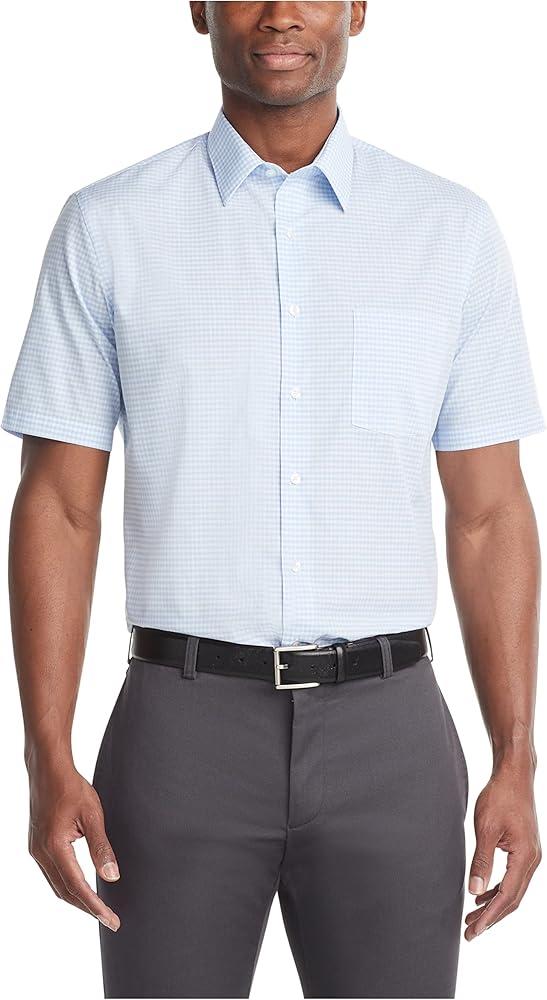 Van Heusen Mens Dress Shirts Short Sleeve Poplin Solid